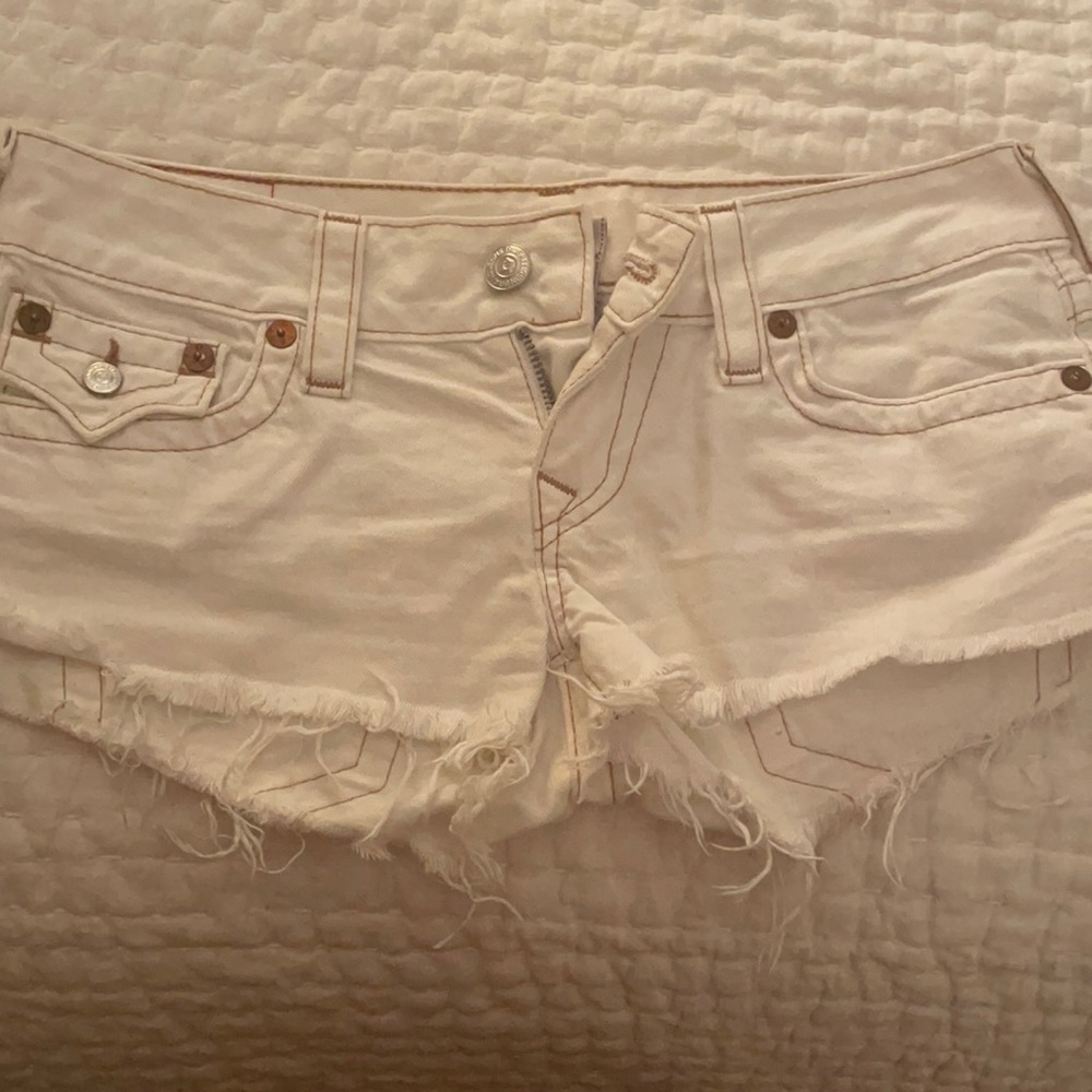 True religion white jean shorts